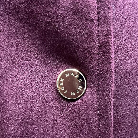 Marc New York Andrew Marc Faux Suede Collarless Coat Size M Burgundy Snap - Picture 3 of 10